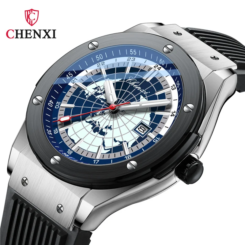 CHENXI 82442 модные мужские кварцевые часы креативный светящийся циферблат календарь