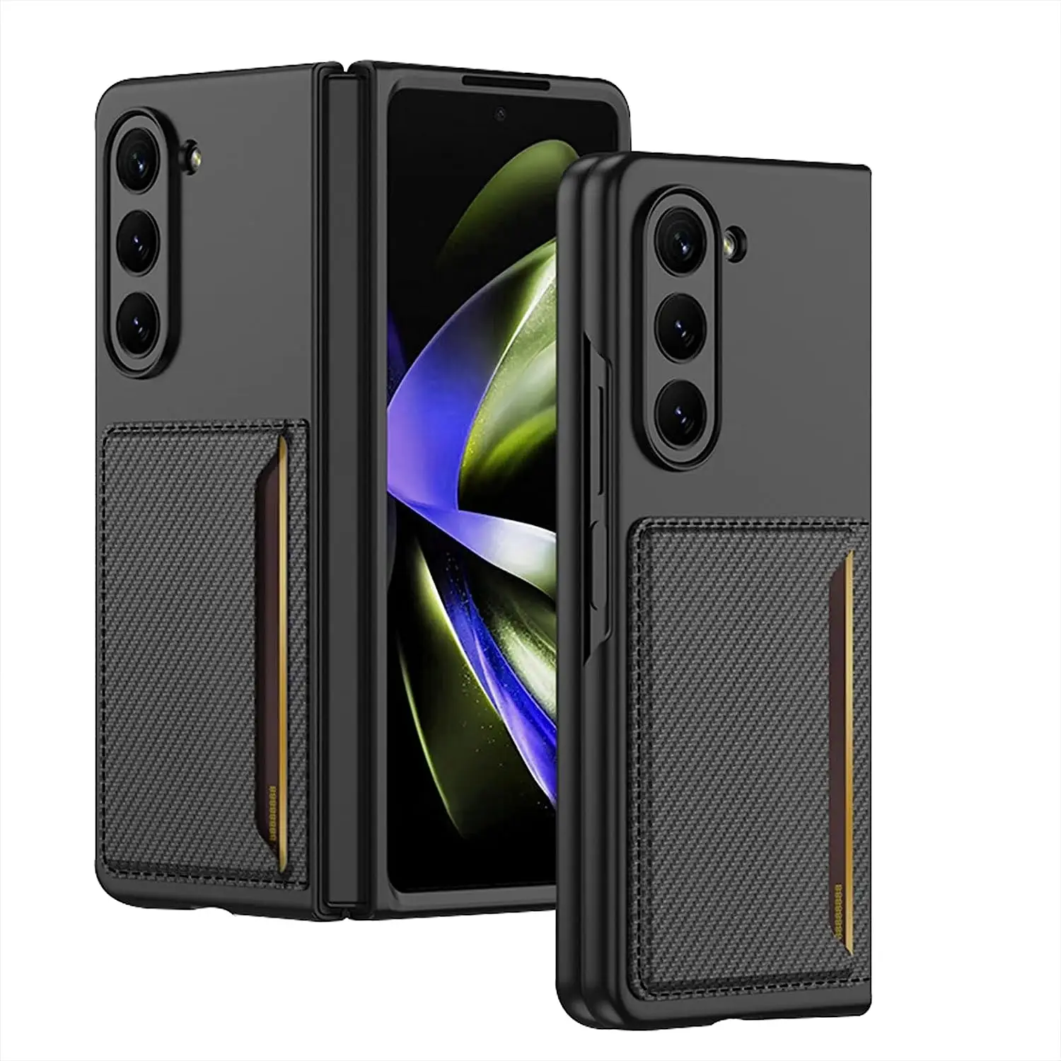 

Slim Folding Card Holder Case for Samsung Galaxy Z Fold 5 5G, with Back Card Slot, Lens Protection Slim Leather Case Silver