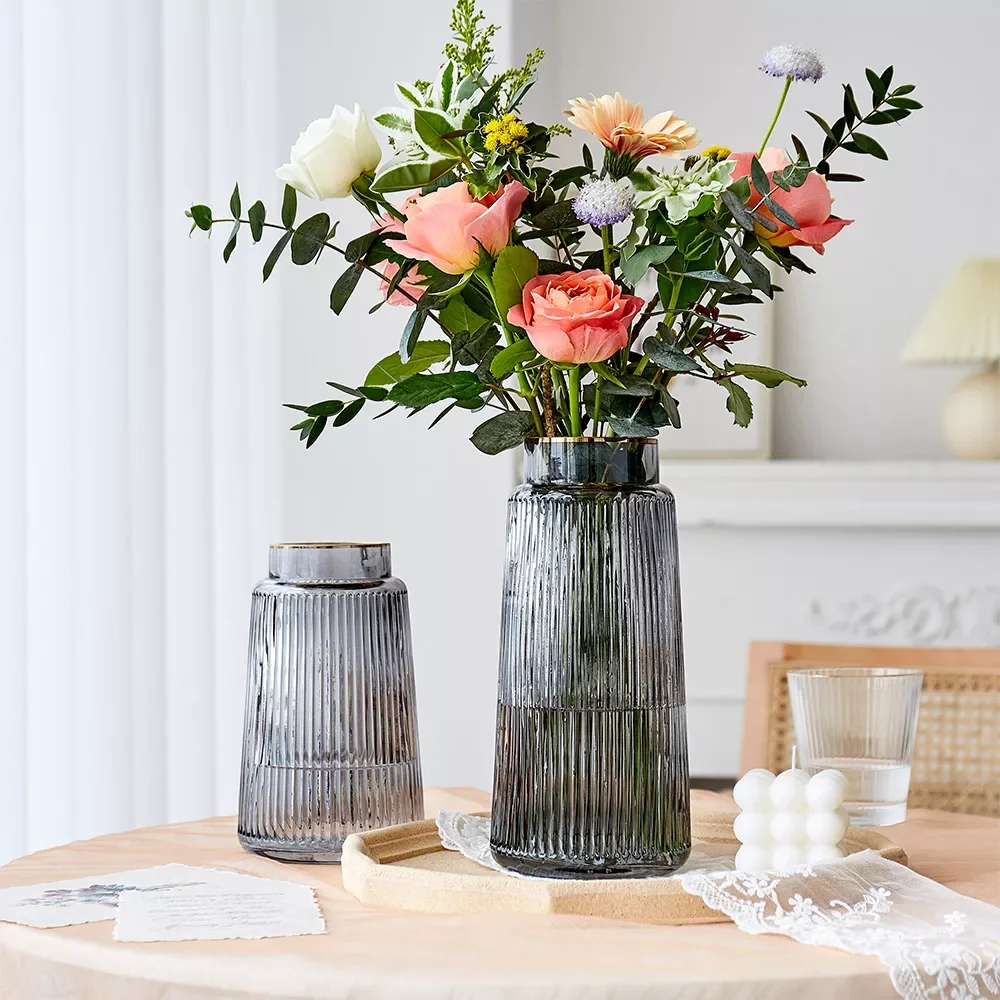 

NEW Modern Glass Vase Home Decor Living Room Decoration Dried Flowers Vases Pot Flowers for Decoration Terrarium Gifts