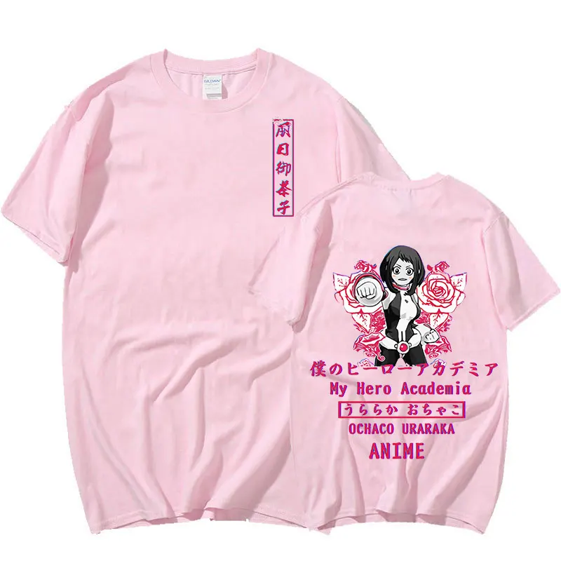 

Japanese Anime My Hero Academia T Shirt Ochaco Uraraka Cosplay Short Sleeve T-shirts Cotton Oversize Tee Shirt Streetwear Unisex