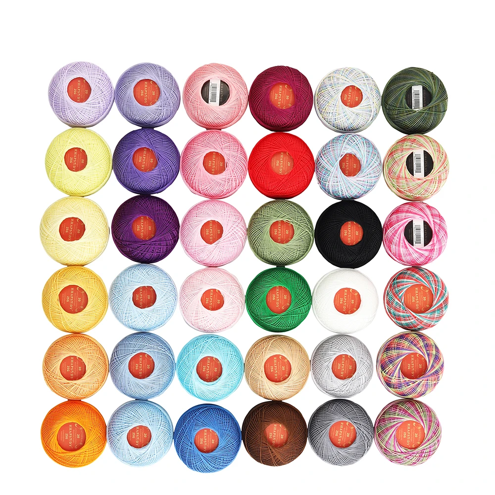 Хлопковая Жемчужная Нить 20 размеров 6 шнуров 36 цветов идеально подходит для