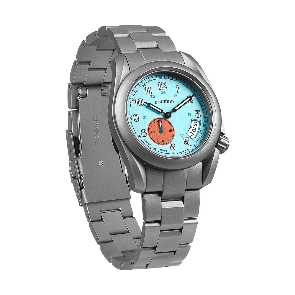 Фото Boderry Field Watch Титановые кварцевые часы VOYAGER 38 Мужские водонепроницаемые часы 100 м Военные спортивные светящиеся деловые наручные часы №5
