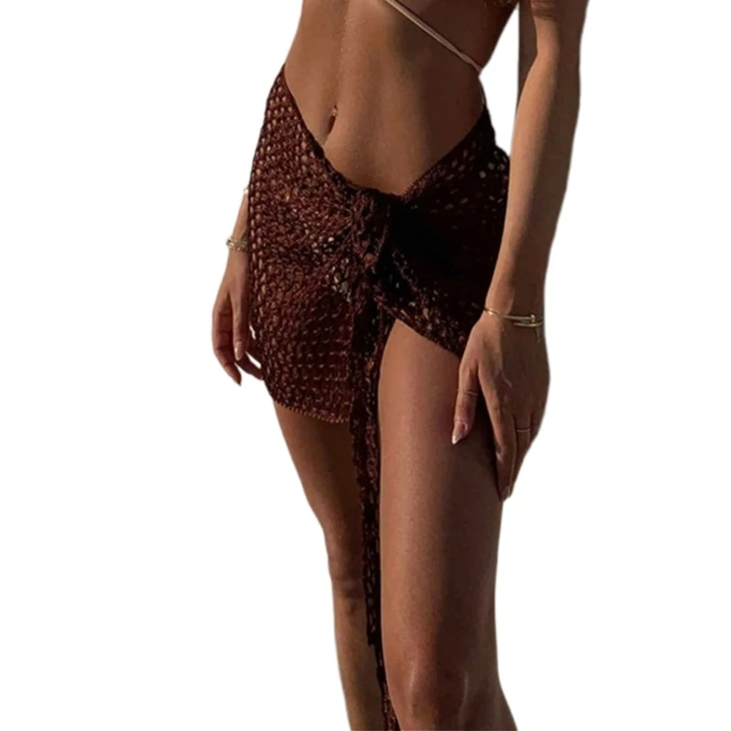 

Knitted Beach Sarong-Pareo Womens Semi-Sheer Swimwear Cover-Ups Mini Skirt