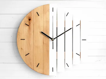 Abstract style simple creative big wall clock living room bedroom wall personality wooden clock quartz clock wall watch