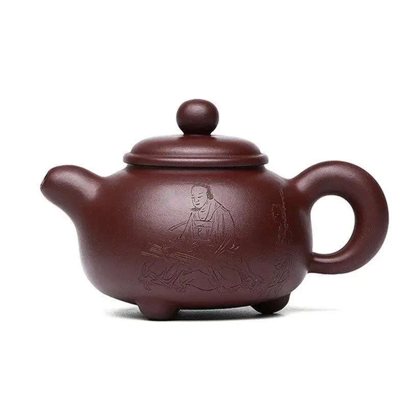

200ml Yixing Raw Ore Purple Clay Teapot Master Handmade Three-legged Tea Pot Beauty Kettle Chinese Authentic Zisha Tea Set