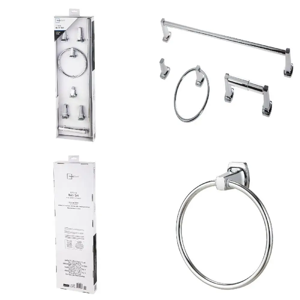 

Upgraded Stylish Chrome Finish 4 Piece Home Decoration Towel Holder Bath Hardware Set for Home Improvement