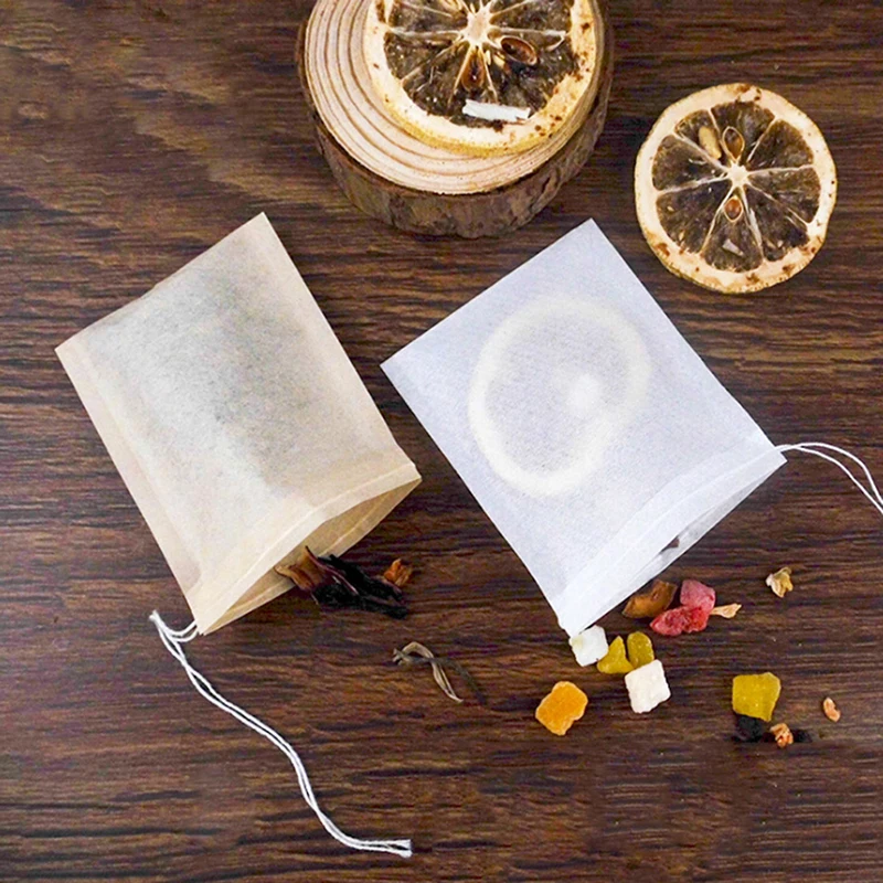 100 шт./лот бумажные чайные пакетики фильтрующие пустые на шнурке для травяного