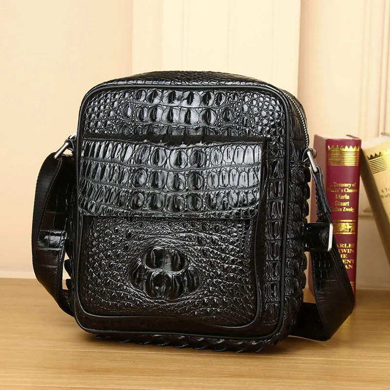 New 2023 Crocodile Men's One Shoulder Oblique Straddle Bag High Quality Business Briefcase Leather Large Capacity Men's Bag