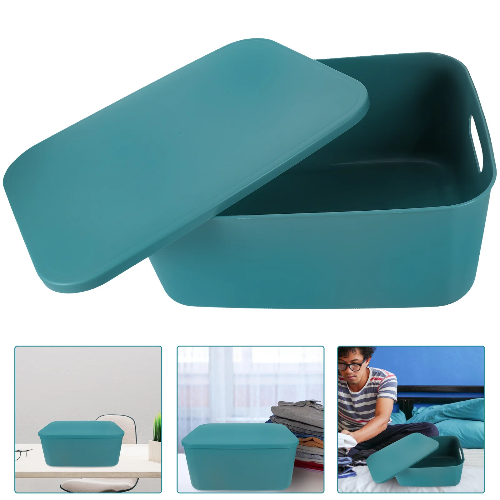 

Stackable Organizing Container Tabletop Lidded Sundries Makeup Storage Bin