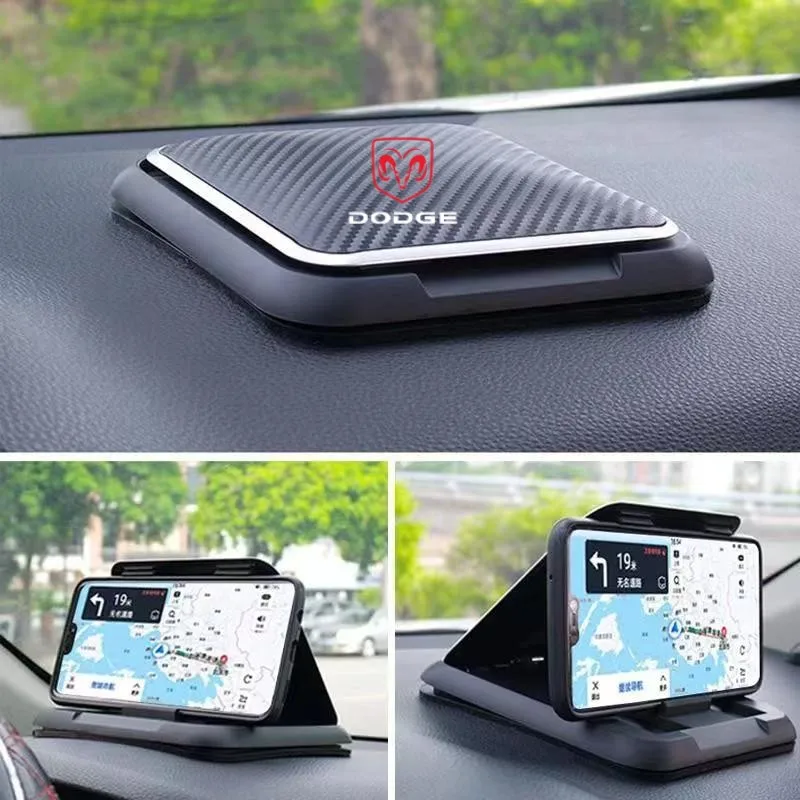 

New Carbon Fiber Car Mobile Phone Bracket Dashboard Phone Holder For Dodge SXT Challenger RAM 1500 Charger Avengr Durango