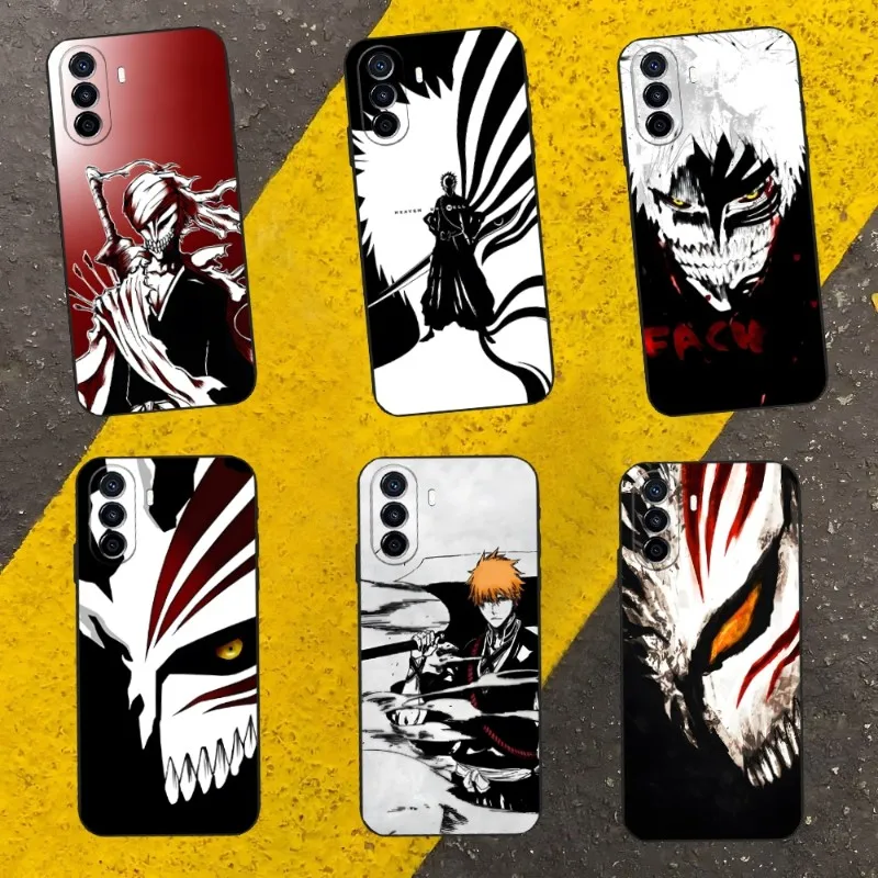 

Чехол для телефона с аниме отбеливателем Ichigo для Huawei P30 P50 P40 Mate50 Mate40 Mate30 NOVA10 NOVA9 NOVA8 Pro Plus, черный мягкий чехол