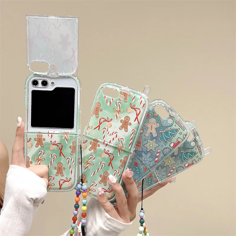 

Gingerbread Man Crutch Candy Phone Case for Samsung Galaxy ZFlip 5 4 3 Protective Back Cover for ZFlip3 ZFlip4 ZFlip5 Case Shell