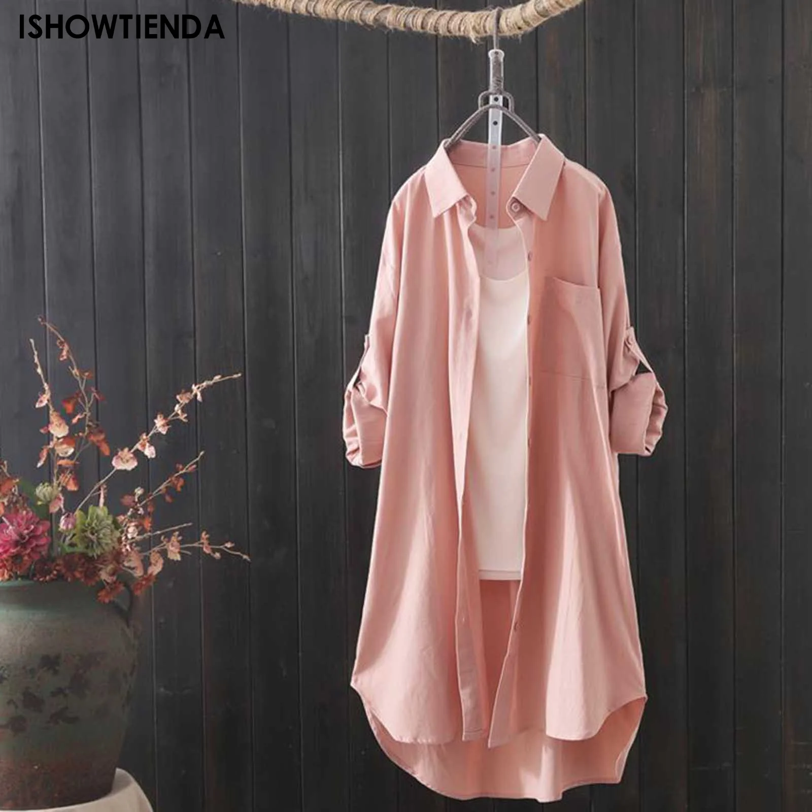 

Solid color loose casual long-sleeved cardigan female Thin paragraph outer wear Korean fashion Shirt top temperament Feminina