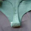 3 Pcs Seamless Women's Ribbed Cotton Thongs Low Waist Bikini Briefs Underwear 6