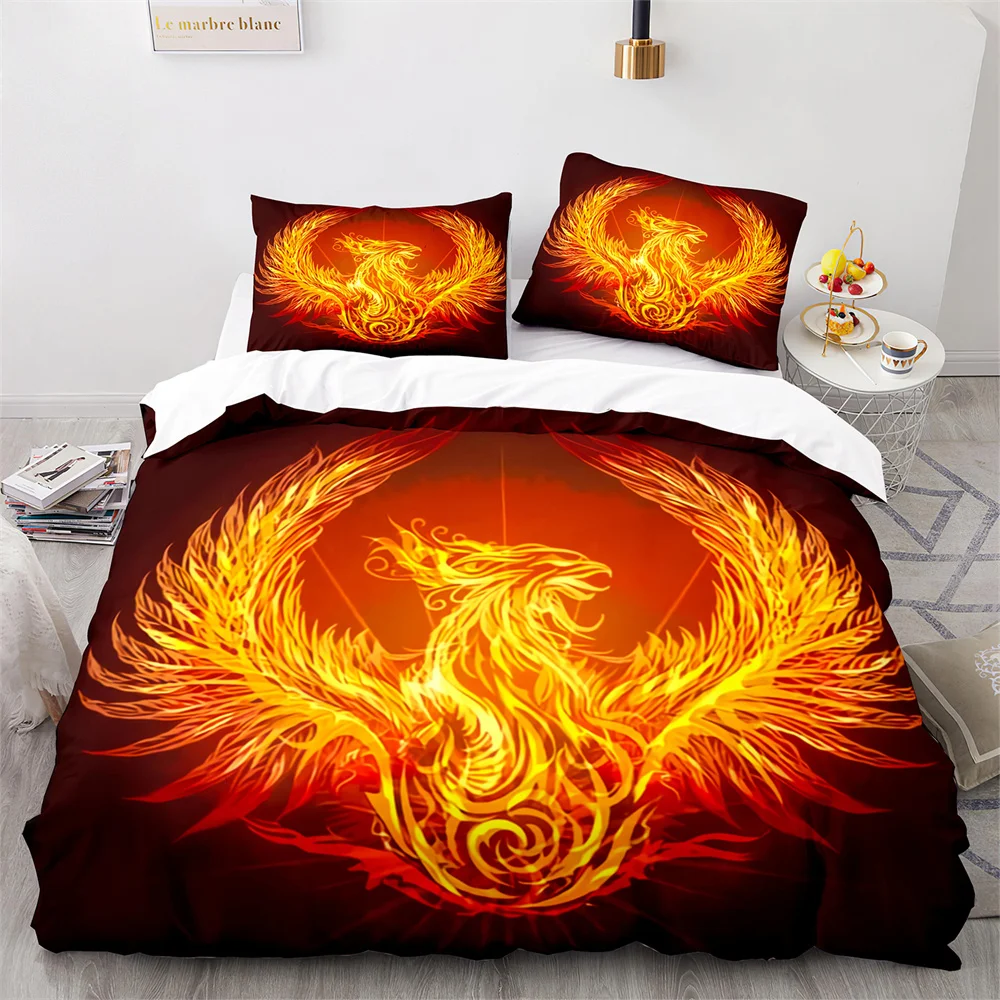 

Phoenix Nirvana Duvet Cover Set Soft Fire Patterned Bedding Sets for Children Adults Teens Polyester Comforter Cover King Size