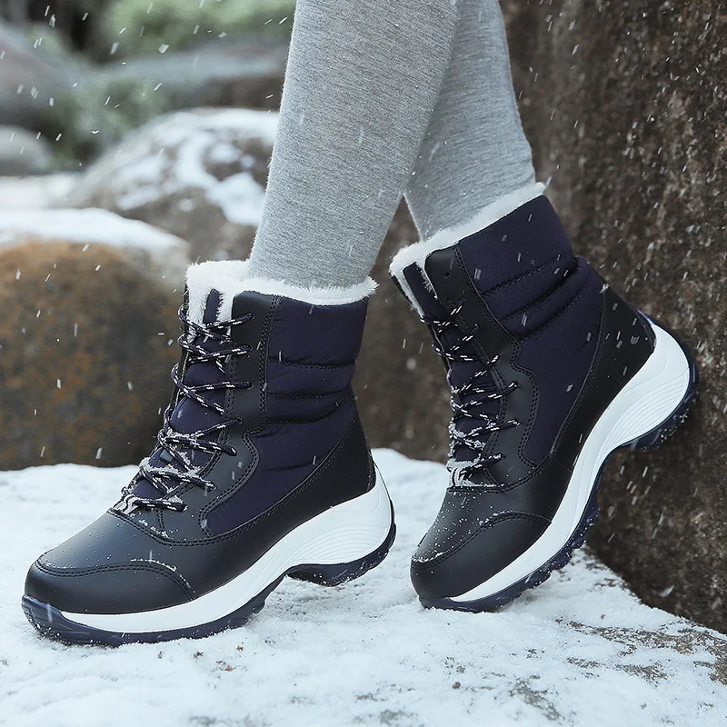 Platform Boots Ladies Casual Snow Boot High Quality Non-Slip Warm Plush Sports Hiking Shoes Thick Sole Ankle Boots Zapatos Mujer