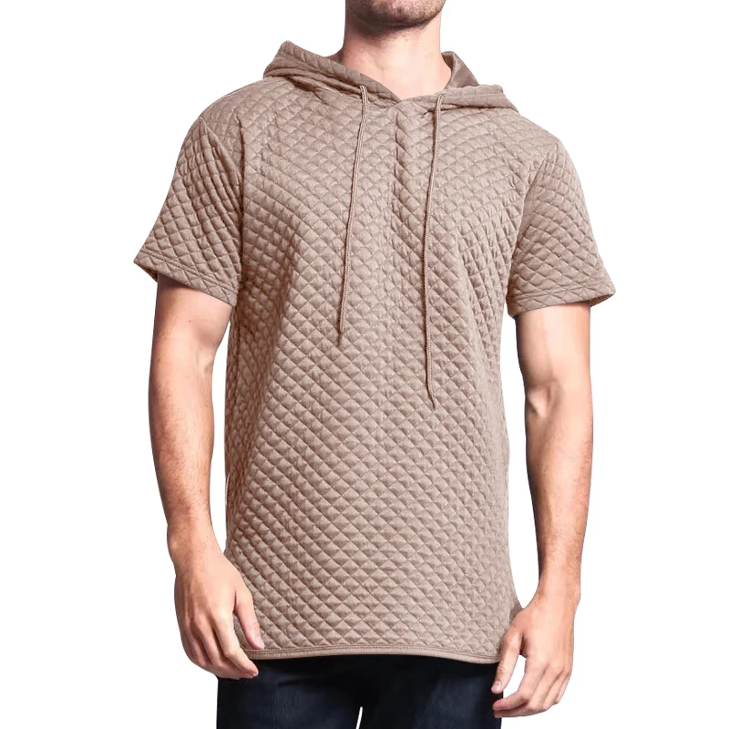 2023 New Style Mens Brand Gym Clothing Bodybuilding Waffle Short Sleeve Hooded Vest Fitness Pullover Workout Sportswear Tops Mal