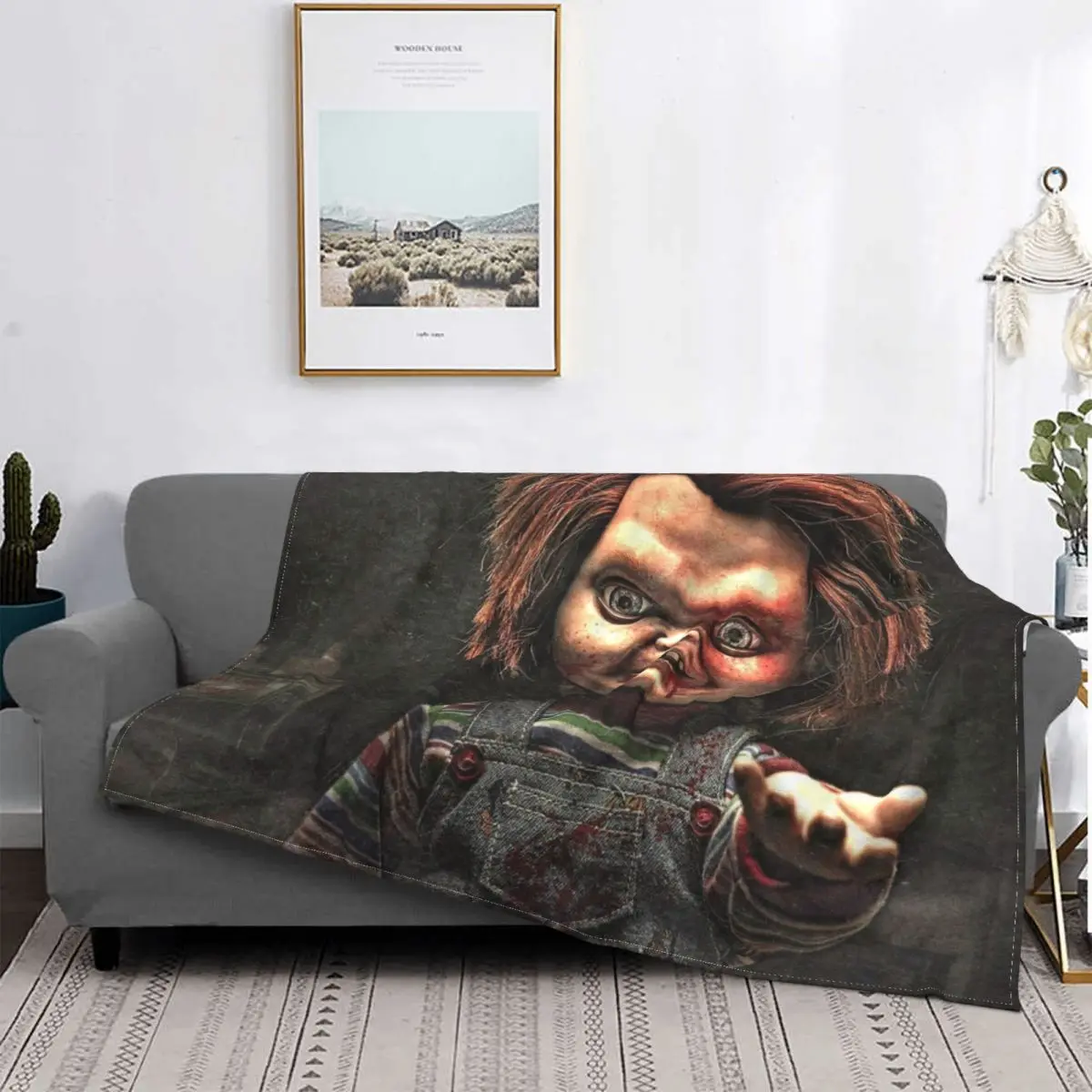 

Manta de franela de Horror Game Of Chucky para niños, manta de Halloween para el hogar, colchas de 125x100cm