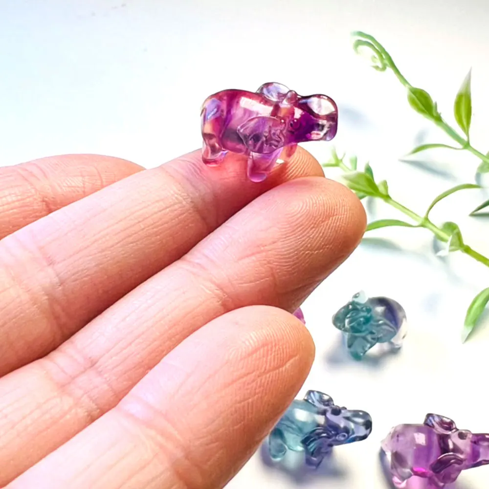 Резьба по кристаллу слона мини-резьба флюорита кристаллы и камни целебная статуя