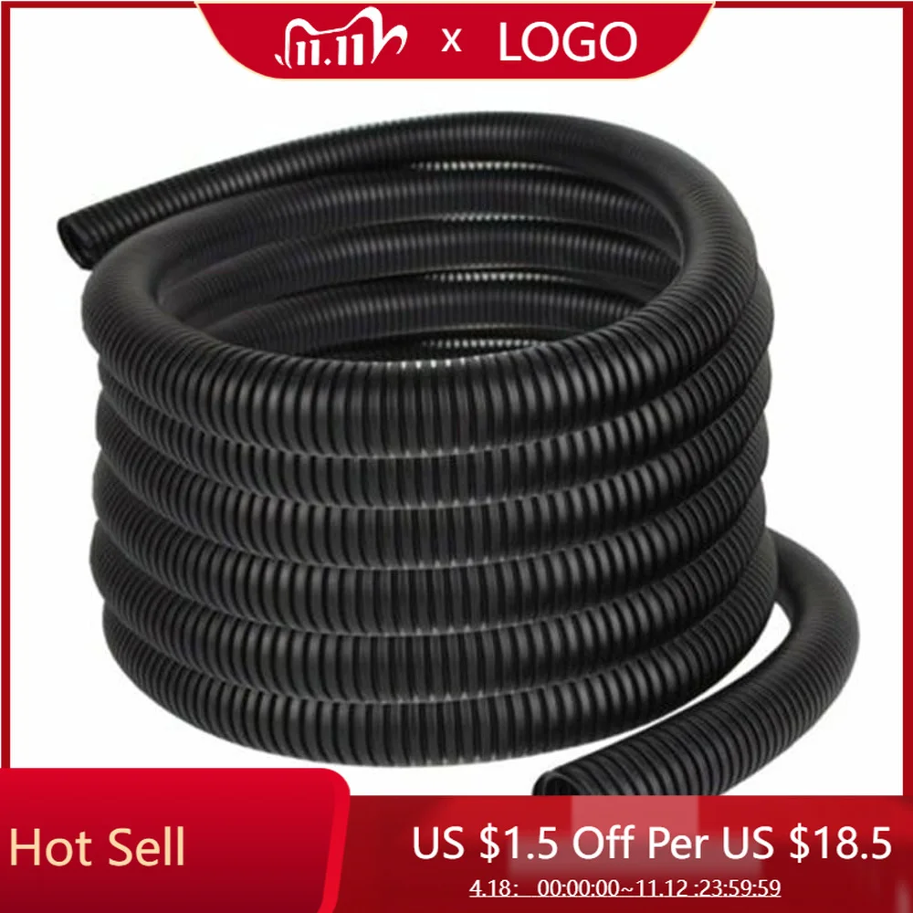 

10/13mm 98FT Cable Protection Tube Plastic Corrugated Pipe Threaded Hose Opening Wire Holder Home Industrial