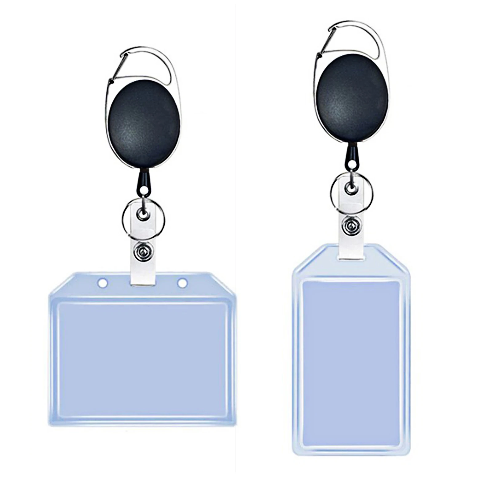

Heavy Duty Retractable Badge Holders with Carabiner Reel Clip and Style Extra Thick Soft Clear Name Tag ID Card Holders