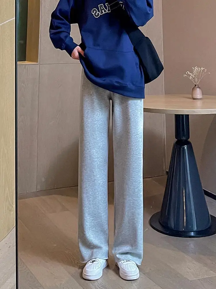 Спортивные брюки для женщин прямые свободные с широкими штанинами повседневные