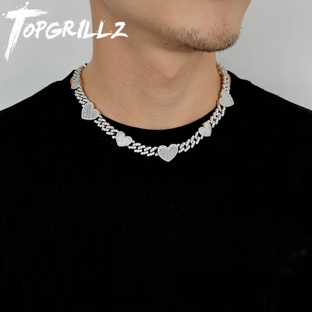 

TOPGRILLZ 9 мм новое сердце кубинская звеньевая цепь медный материал Iced Out Bling CZ камень колье ожерелье свадебное Помолвочное ювелирное изделие