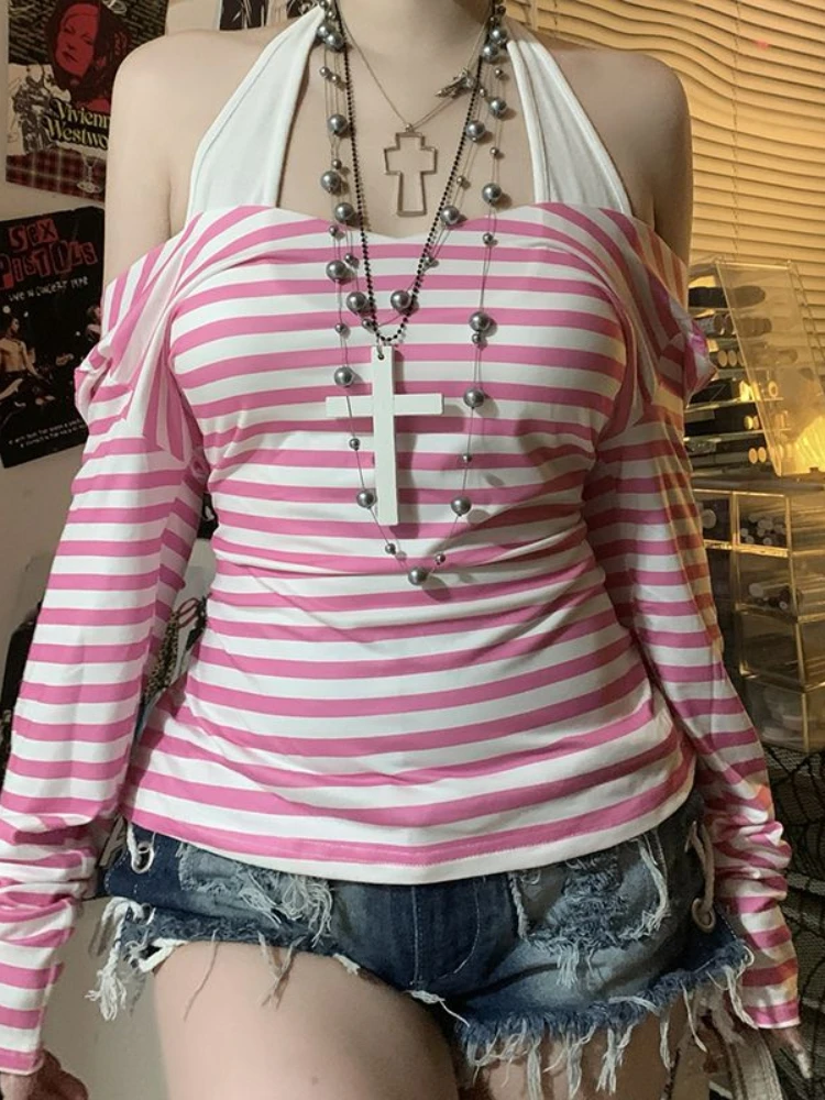 Женские футболки HOUZHOU Y2K полосатые