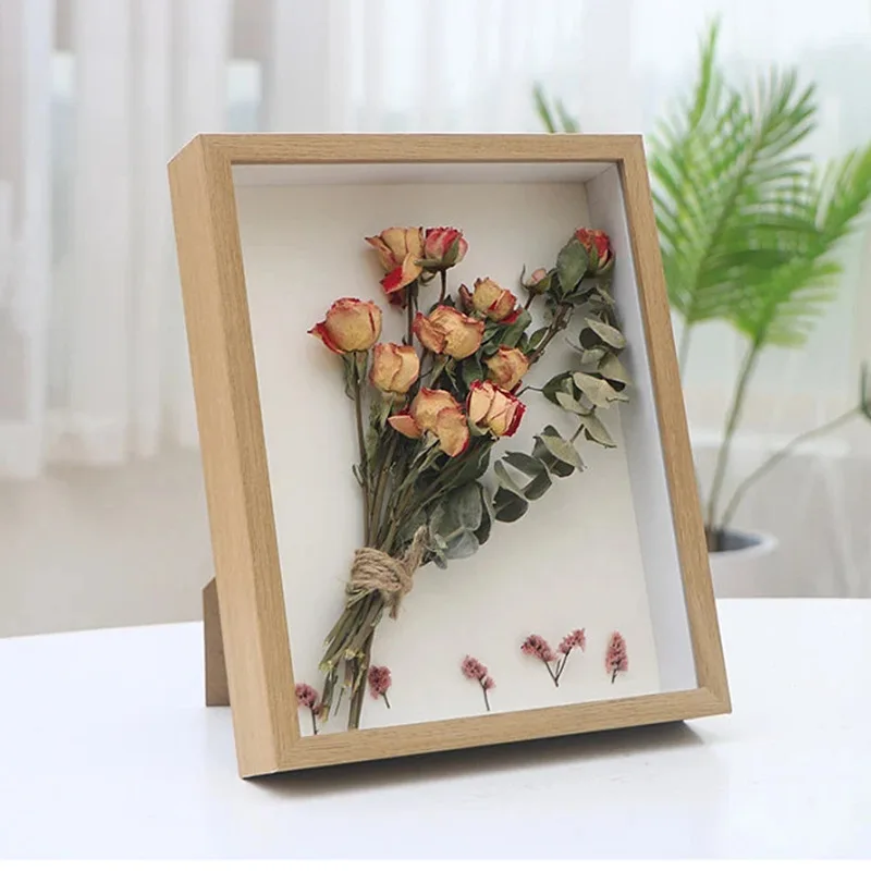 

Simple Wooden DIY 5-inch Photo Frame Table Three-dimensional Hollow Dried Flower Sample Frame, Studio Picture Decoration