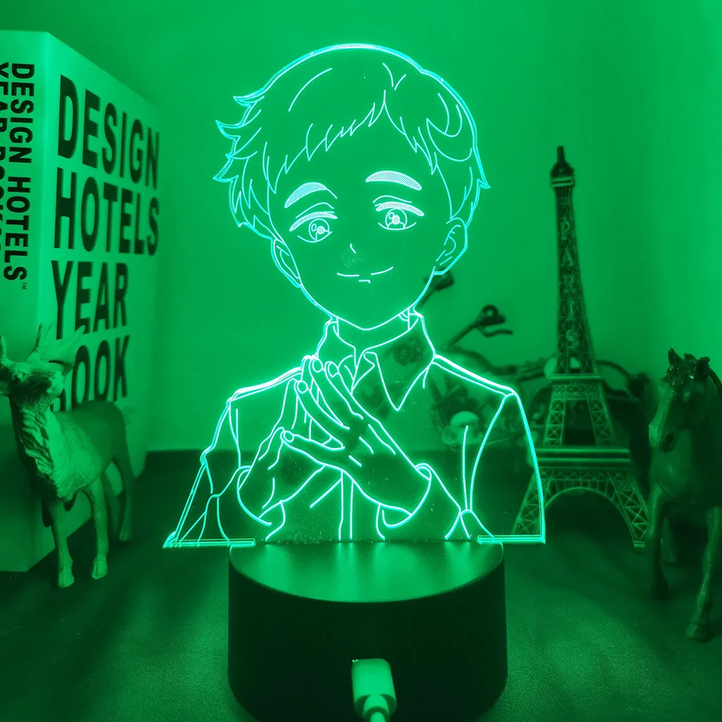 

Светодиодная лампа для детской спальни с мангой, обещанный Neverland, ночсветильник, подарок на день рождения, настольная лампа с 3d рисунком из а...