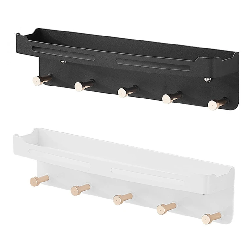 

Shower Shelf Wall Mount Storage Holder with for KEY Hooks Shower Caddy Punch-fre