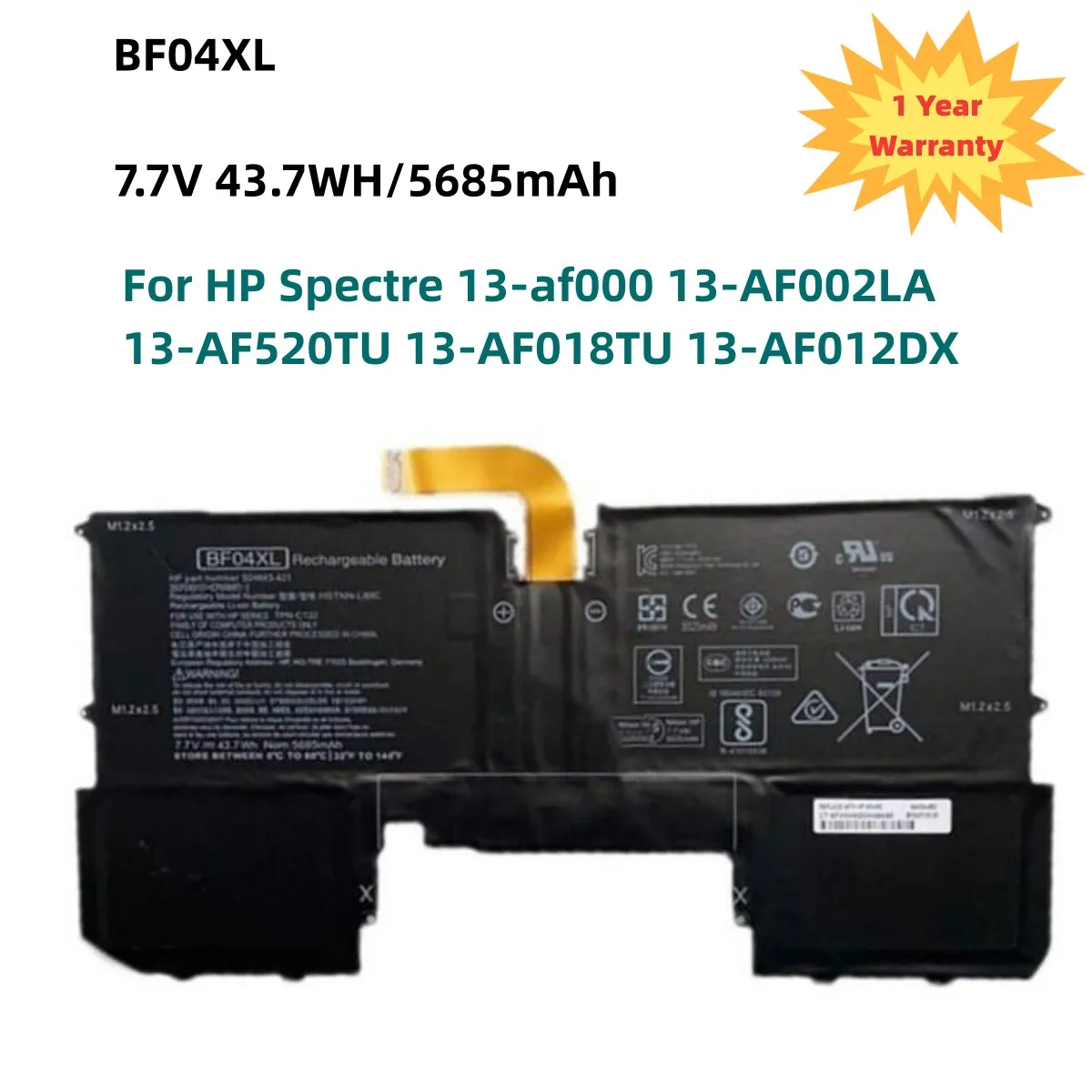 

BF04XL 7.7V 43.7WH Battery for HP Spectre 13-af000 13-AF002LA 13-AF520TU 13-AF018TU 13-AF012DX 924843-421 924960-855 HSTNN-LB8C
