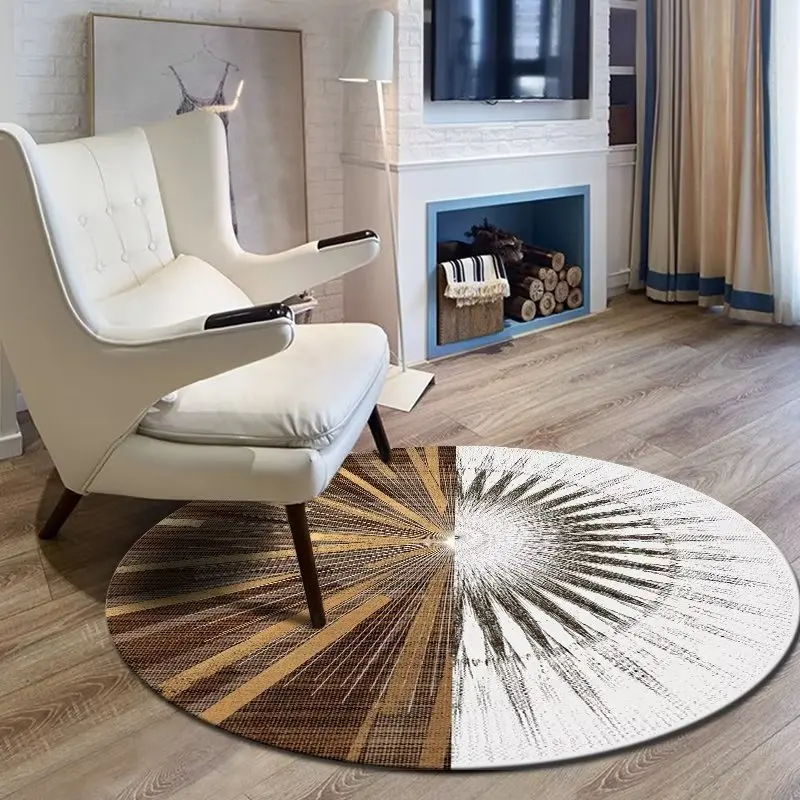

Marble Lines Circular Carpets for Living Room Luxury Anti Slip Rugs for Bedrooms Bedside Mats Decoration Aesthetic Alfombra