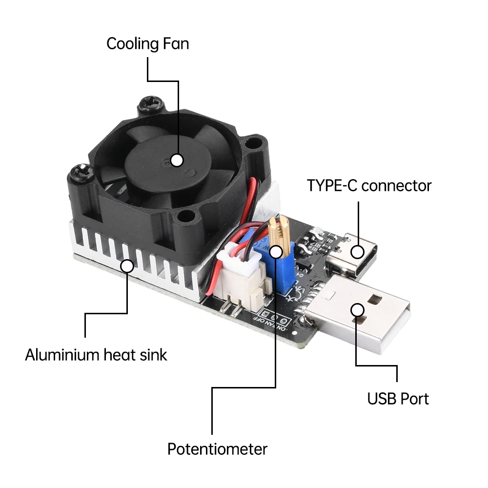 3 7-20 в 25 Вт 3A USB &amp Type-C Тестер нагрузки электронный испытательный резистор модуль