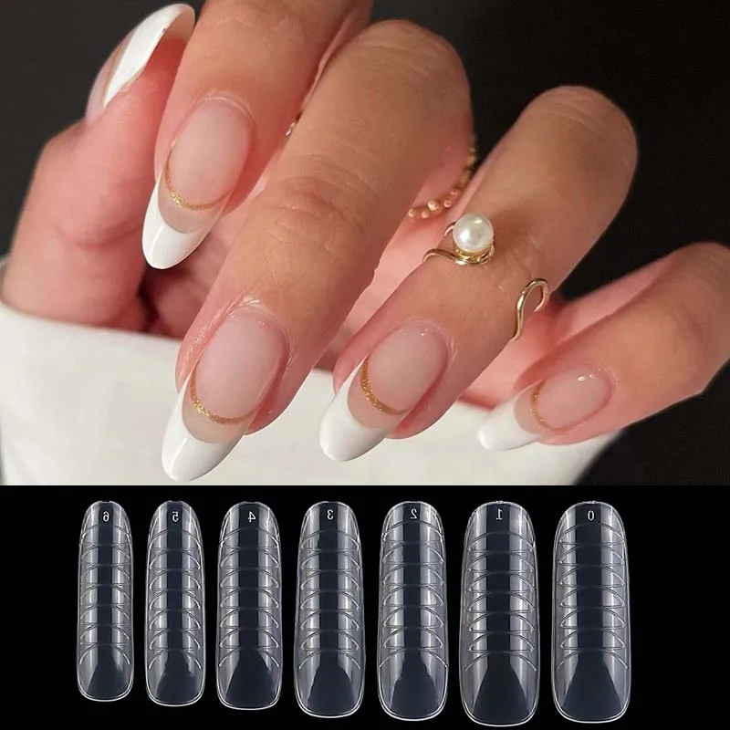 

60Pcs Bag Dual Nail Forms Extension Tips Top Forms Mold Oval Almond Nails Form Quick Building Poly Uv Gel False Nails Manicure