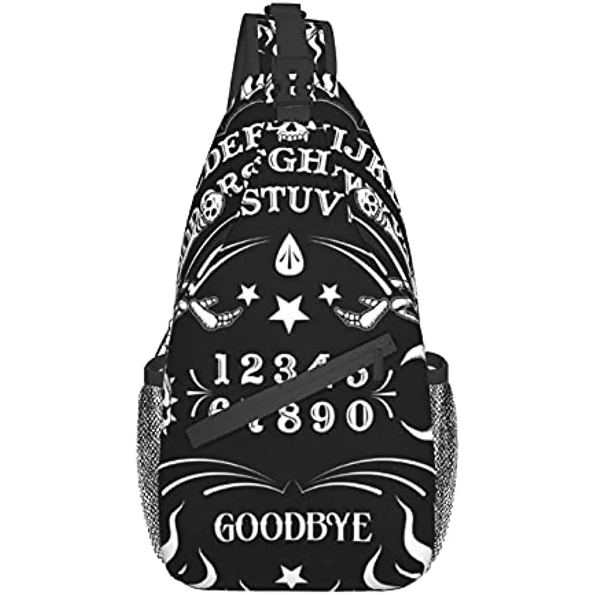 

Shoulder Sling Bag Skull Skeleton Ouija Board Tattoo Black Gym Bag with Smooth Zipper for Outdoor Sports Activities