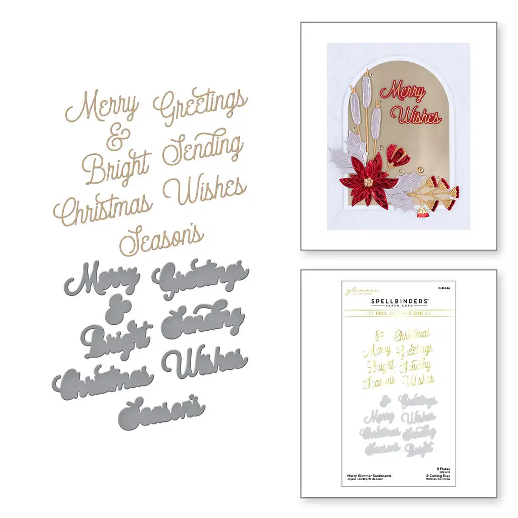 

2022 New Merry Flowers Glimmer Sentiments Glimmer Hot Foil Plate Die Set Metal Cut Dies Diy Scrapbooking Album Decor Supplies