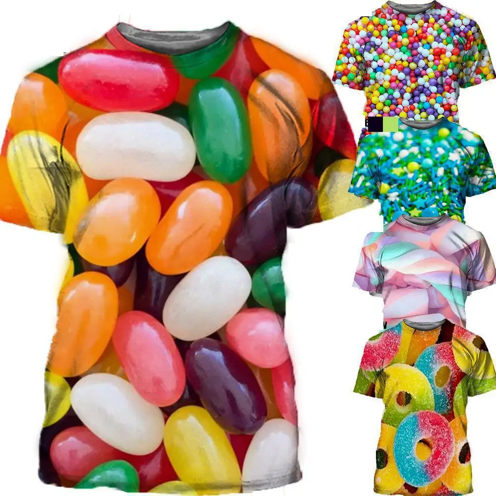 

New Summer Fashion Unisex Kids T-shirt Color Candy 3d Print Top Sports Breathable Lightweight Fitness Cool Short Sleeve