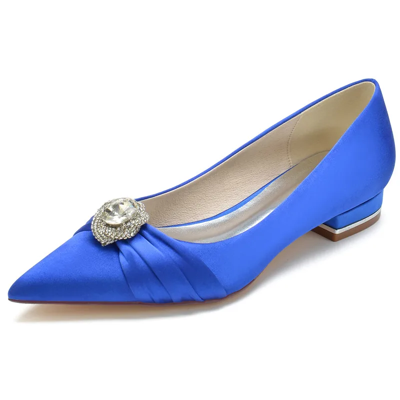 

Satin Crystals Wedding Bridal Flats Pointed Toe Slip-on Flat Shoes for Mother of Bride/Bridesmaids/Prom/Evening/Cocktail