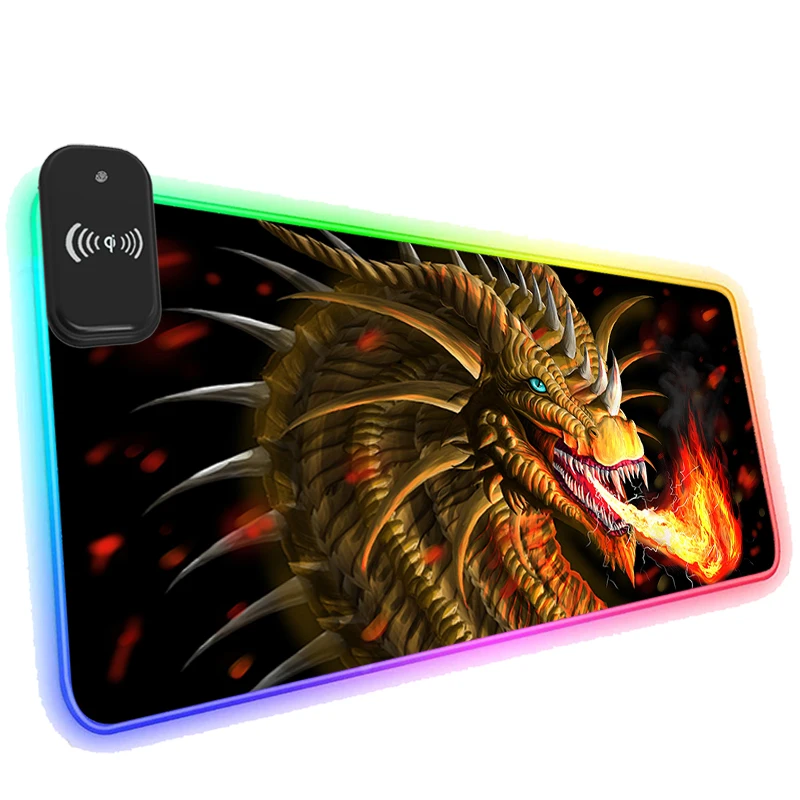 

Коврик для мыши RGB с беспроводной зарядкой для телефона светодиодный игровой японский тематический дизайн светящиеся мягкие игровые коври...
