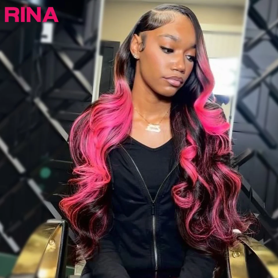Парики из человеческих волос розового и черного цвета 200% плотность парики