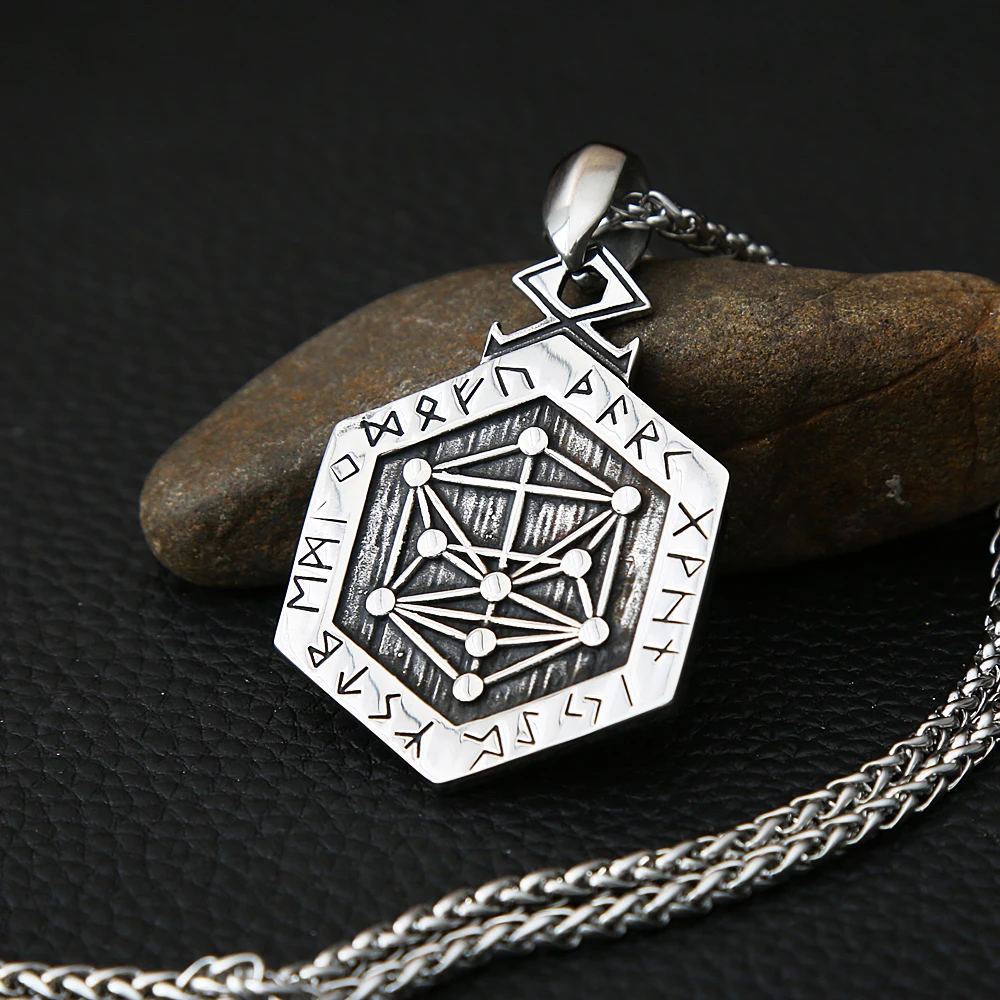 

Fashion Vintage Viking Compass Stainless Steel Pendant Necklace Men's And Women's Punk Trend Odin Rune Necklace Jewelry Gift