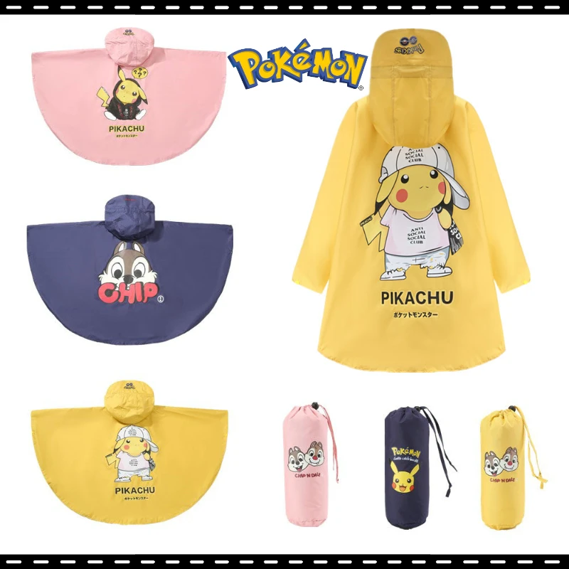 

Anime Peripherals Pokemon Pikachu Boys and Girls Windproof Snowproof Cape Windbreaker Warm Raincoat Poncho Children's Gifts