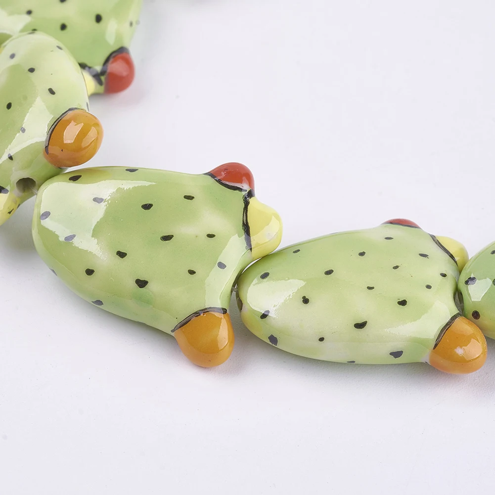 1pc Handmade Porcelain Beads Cute Cactus Loose Beads Charms For Fashion Earring Necklace Crafts Jewelry Making Accessories