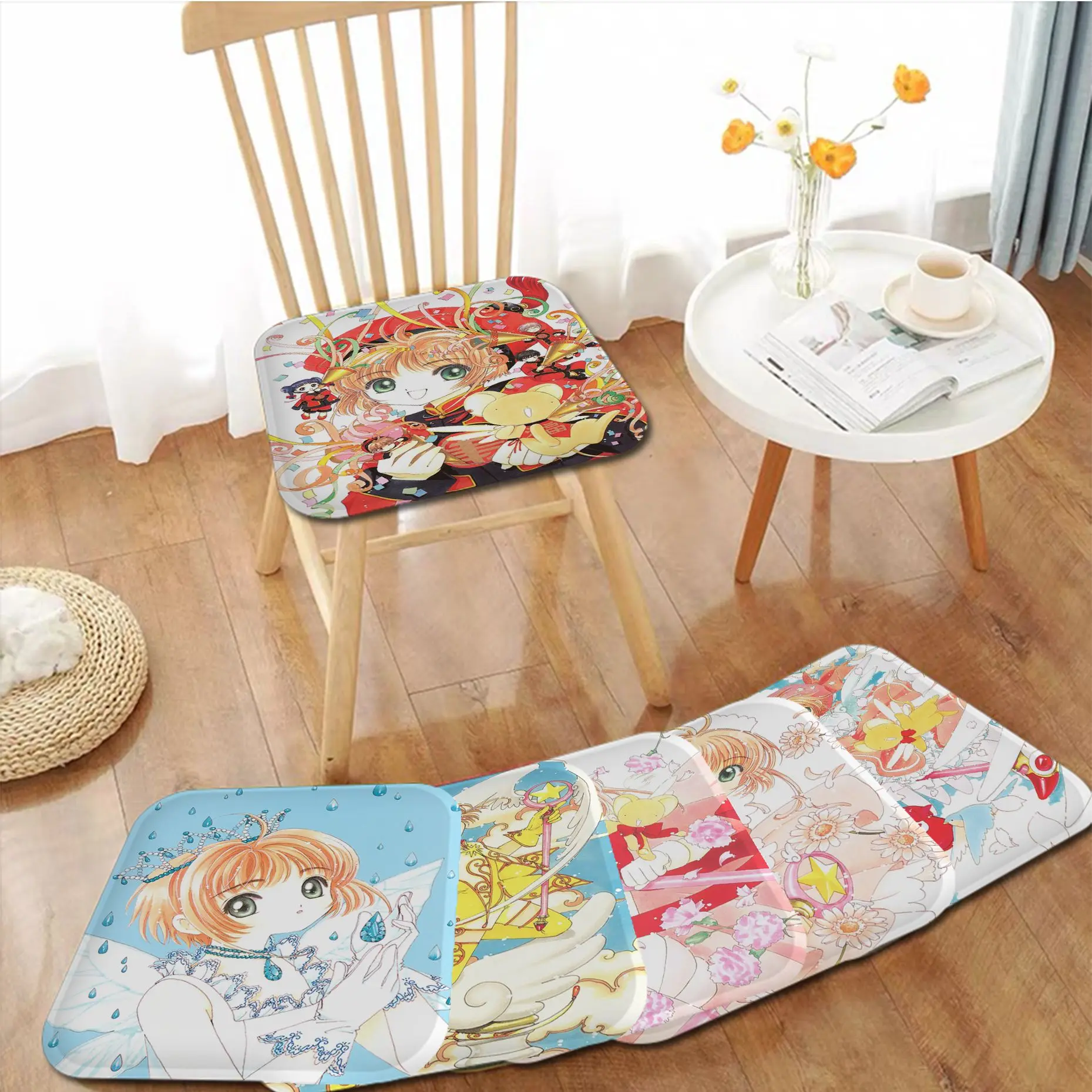 

Anime Cardcaptor Sakura Four Seasons Chair Cushion Soft Office Car Seat Comfort Breathable 45x45cm Sofa Decor Tatami