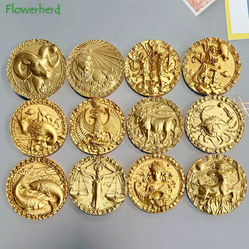 

Twelve Constellations 2d Chocolate Cake Mold Hand Relief Constellation Refrigerator Plaster Fondant Silicone Epoxy Resin Molds