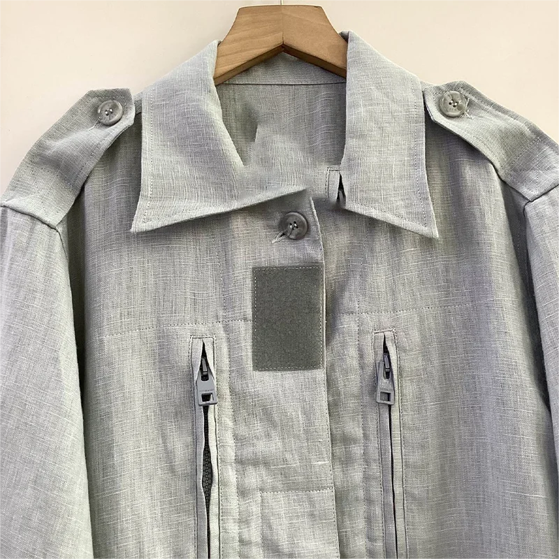 Zadig джинсовая куртка женская светло-голубая шикарная льняная с отложным