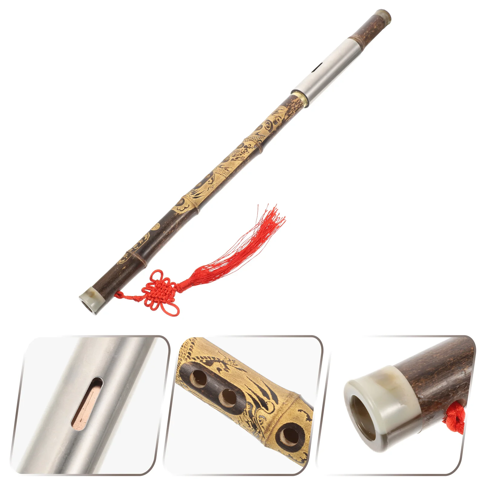 

Cross Blow Bau Portable Bawu Vertical Flute Instrument Old Purple Bamboo Ethnic
