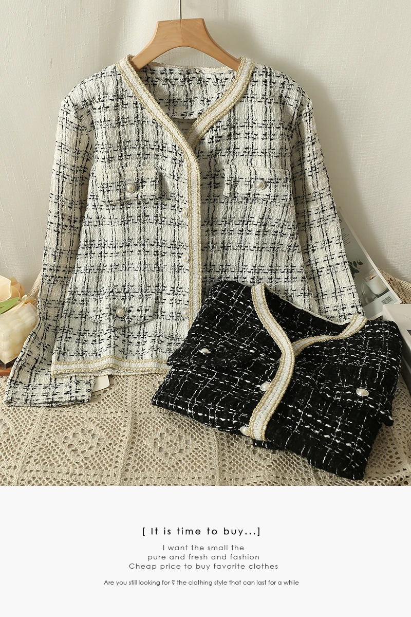 Блейзер Женский клетчатый на пуговицах с длинным рукавом осень 2023