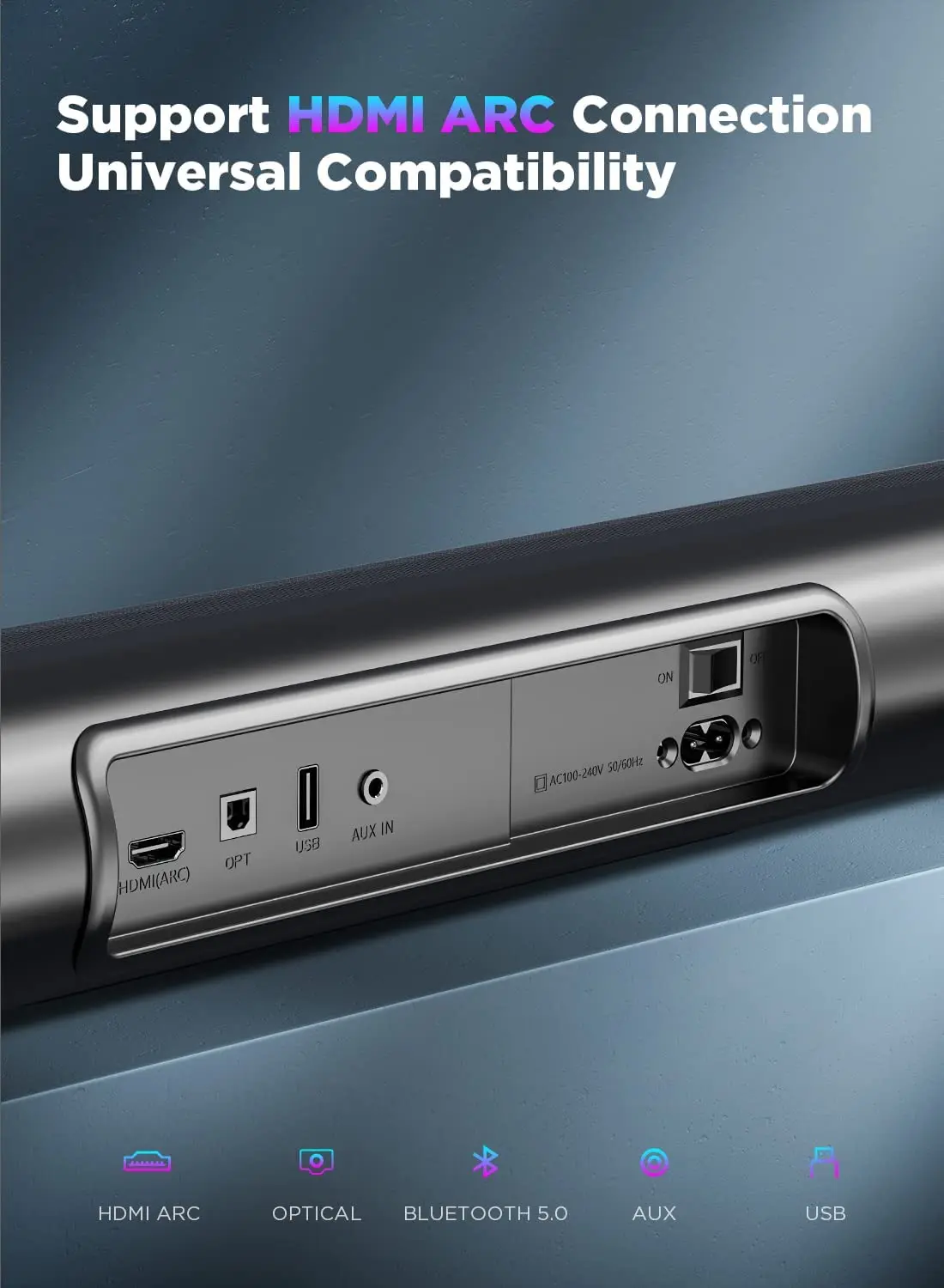 Телевизионная звуковая панель BOMAKER 120 Вт сабвуфер с Bluetooth проводной и